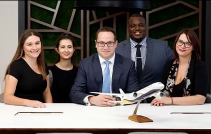 Weightmans aviation team - Harriet Edwards; Camelia Nesarim; team head, Andrew Krausz; Oyin Ogunkanmi and Hayley Kielty